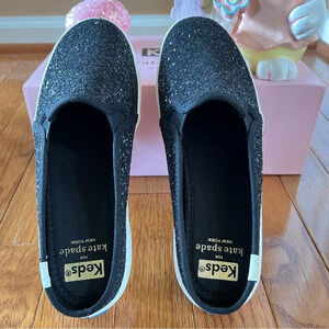KATE SPADE Keds Womens Shoes Double Deck Mule Black Shimmer Sneakers 6.5 Casual